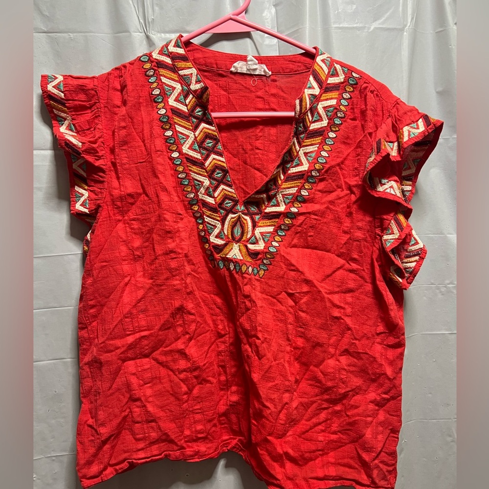 Thml Arawak Flutter Sleeve Bohemian Top Size Medi… - image 1